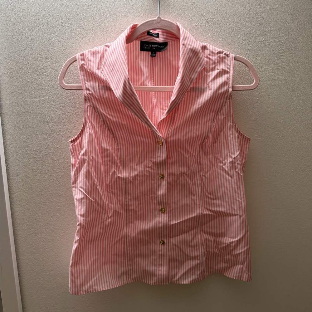 Jones New York Pink Striped Women's Vest Top